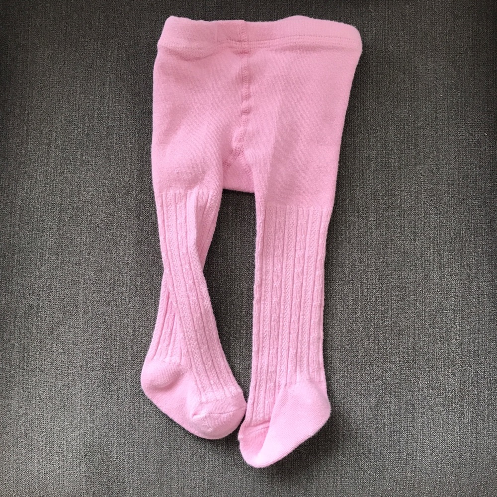 EUC Baby pink cable knit tights 0-9 months